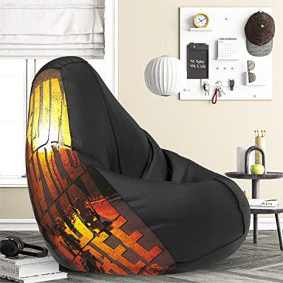 ComfyBean Bag with Beans Filled 4XL- Official: Roadies Bean Bags - for Adults - Max User Height : 5.5-6 Ft.-Weight : 70-99 Kgs(Model: Roadies-Artwork 13 - Black)