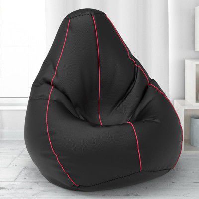 ComfyBean Bag with Beans Filled XXL - for Teenagers - Max User Height : 4.5-5 Ft.-Weight : 45-50 Kgs(Model: Black Pink)