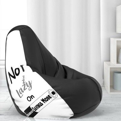 ComfyBean Bag with Beans Filled XXL- Official: Jack & Mayers Bean Bags - for Teenagers - Max User Height : 4.5-5 Ft.-Weight : 45-50 Kgs(Model: Not Lazy - Black White)
