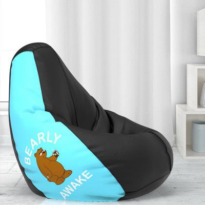 ComfyBean Bag with Beans Filled XXXL- Official: Jack & Mayers Bean Bags - for Young Adults - Max User Height : 5-5.8 Ft.-Weight : 60-70 Kgs(Model: Bearly Awake - Lt. Blue & Black)