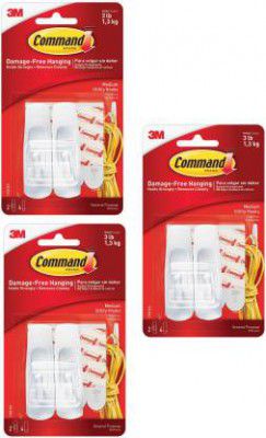 Command Plastic Medium Hooks White Hook 6  (Pack of 3)