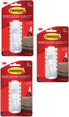 Command Plastic Utility Hook - Large white Hook 3 (Pack of 3)
