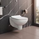 Commode for Toilet/Ceramic Western Toilet/Round Wall Hung Commode with Soft Closing Toilet Seat - P Trap Outlet...