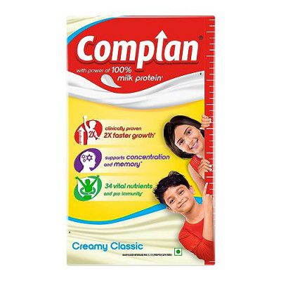 Complan Nutrition and Health Drink Creamy Classic 1kg, Refill pack, with power of 100% Milk Protein and contrains 34 Vital Nutrients
