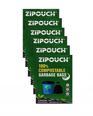Compostable Garbage Bags for Dustbin Bag (43 X 48 cms) 90 Bags (6 Packs) 