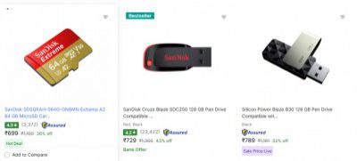 Flipkart: Upto 57% Off On SanDisk Starts At ₹599