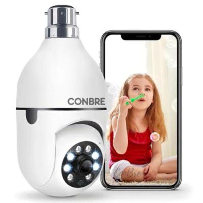 Conbre BulbXR 2MP Full HD Indoor Wireless WiFi CCTV Security Camera | Includes Indian Holder