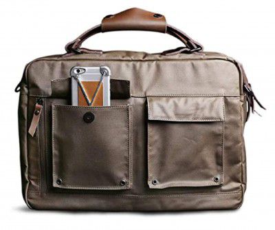 CONTACTS Canvas Splash-Proof Laptop Messenger Bag for up to 15.6 Laptop/Mac with Genuine Leather Trim | Laptop Sleeve Sling Bag with Shoulder Strap