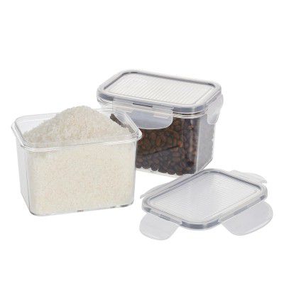 Steelo Sofresh Soclick Plastic Container Set Kitchen Organiser Air Tight Container (Clear,900ml,Pack of 2)