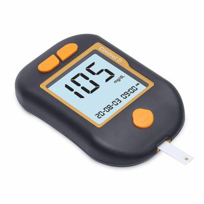Control D Advanced Digital Diabetes Glucose Blood Sugar Testing Monitor with 10 Strips Glucometer (Black, Orange)