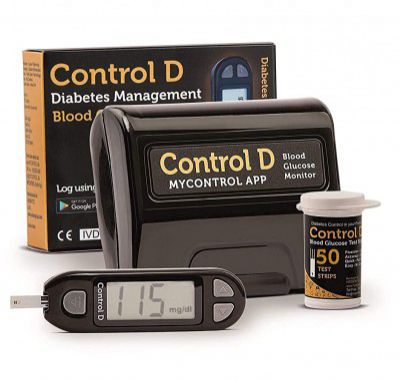Control D Blood Glucose Monitor (Pack of 50 Strips Black)