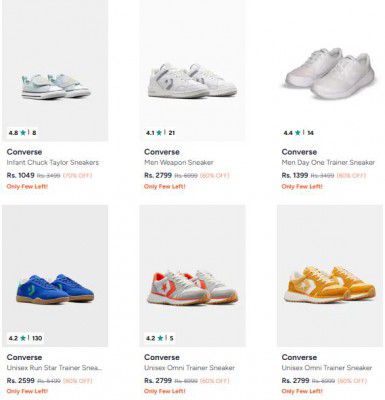 Myntra : Up to 70% OFF - Converse Casual Shoes + Extra 20% Off Via Code