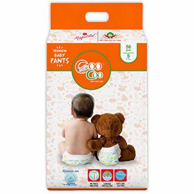 Coo Coo Extra Dry Baby Pullup Diaper Pant Size Small-S (56) Count Upto 4-8 Kg Super Absorbent Core Up To 12 Hrs  Small-S (56 Pieces)/Pack, White