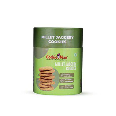 Cookieman Millet Jaggery Cookies - 200g | Healthy Snack with Wheat, Millets, Jaggery, Flax Seeds and Seasame Seeds