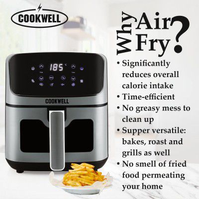 Cookwell Air Fryer - 5L With See Through Window - 1400W (Grey & Black)