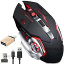 COOLCOLD Gaming Mouse | Rechargeable, Wireless Gaming Mouse | with Type c OTG Dongle, 2.4Ghz RGB Lights Mice, Upto 2400 DPI 6 Button, 4 Color Breathing Lights, Distance-10m, (Black)...