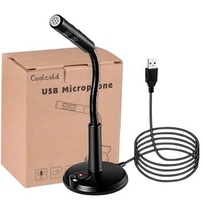 COOLCOLD Mic for PC, USB Gaming Microphone, Noise Cancellation, Recording, Black (Under 1000)