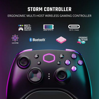 Cooler Master Storm Controller - Wireless | 40 Hours Battery Life | Multi Device Connectivity | USB Type C Charging | Hybrid D-Pad | Bluetooth | Ergonomic Design