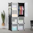 CoolLeaf CW-B8 Wardrobe for Clothes, Kids Almirah for Clothes -(8 Doors) Multi-Purpose Collapsible Wardrobe for Kids Clothes/Toys/Books, Baby Cupboard for Clothes Storage in Bedroom Nursery, Black...