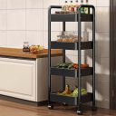 CoolLeaf KT-B4 Kitchen Storage Rack, Steel Kitchen Trolley with Wheels...