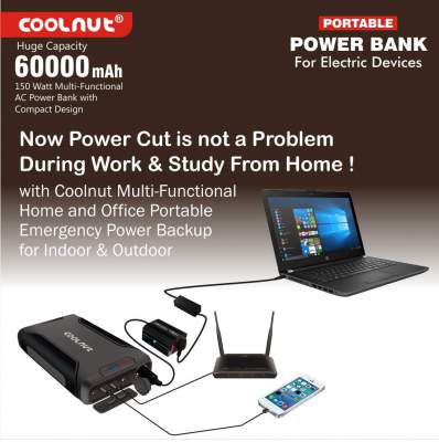 Coolnut 60000mAh Power Bank/Mini Inverter/Power Backup for All Laptops, Tablets, Smart Phones, WiFi Routers