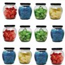 Coozico Kitchen Storage Glass Jar & Container 400 ml Glass (Pack of 12, Black)...