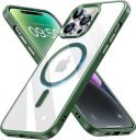 COPPAIRE Magnetic Back Case for iPhone 13 Pro Max: Advanced Shockproof Slim Cover with Non-Yellowing Material, MIL-Grade Drop Protection, and MagSafe Compatibility – Stylish Forest Green...