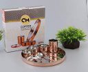 Copper-Master Hammered Design Pure Copper Steel Thali Dinner Set Copper Dinnerware for Home & Restaurant (Pack of 8 Pieces)...