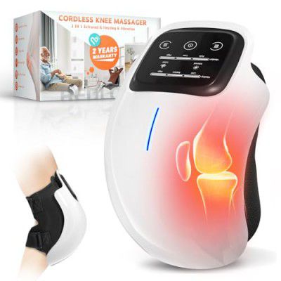 Cordless Knee Massager with LED Screen, Infrared Heat and Vibration Knee Pain Relief