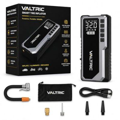 Cordless Tyre Inflator Air for Car and Bike 5200mAh with Digital Display, Auto Cut-Off, LED Flashlight, Emergency SOS Light & Power Bank Support for Car, Bike, Bicycle & Ball