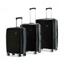 Core Set of 3 Trolley Bags Cabin + Medium + Large Polypropylene Hard Suitcase, 8 Spinner Wheels, Recessed Number Lock, Luggage for Men & Women Midnight Black/Arctic Blue...
