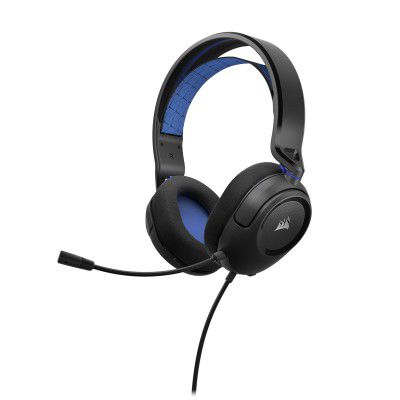 Corsair Hs35 V2(Universal 3.5Mm Wired Connectivity,On Ear Wired Headphones Volume Controls), Carbon,Blue