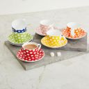Corsica Polka Set of 6 Bone China Cups and Saucers...
