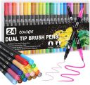 Corslet 24 Colors Dual Tip Colored Brush Pens Art Marker Set Fine Point Calligraphy Markers for Artists Pen Set Journal ...