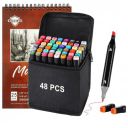 Corslet 48 Pc Dual Tip Alcohol Markers Set | Broad & Fine Tip Marker...