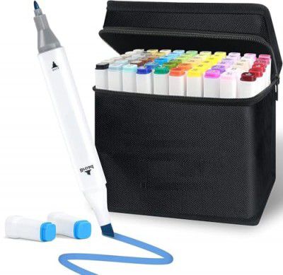 Corslet 60 Pc Dual Tip Alcohol Markers Set Broad| Colours Set with Bag 