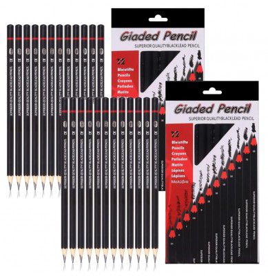 Corslet Pack of 2 Drawing Kit 12Pc Drawing Pencils Set Sketch Pencil 