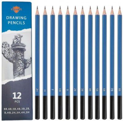 Corslet Professional Drawing kit & Graphite Sketch Pencil Set for Artists (12-Pcs)| Graphite Pencil Set
