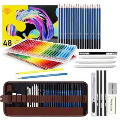 Corslet Set of 77 Pcs Drawing Kit - 48 Pc Colour Pencil Set Pencil Colour