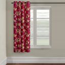 Cortina 1 Piece Floral Design Panel Eyelet Polyester Window Curtain - 5-Feet, Maroon...