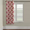 Cortina 1 Piece Leaf Design Panel Eyelet Polyester Window Curtain - 5-Feet, Pink...
