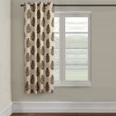 Cortina 1 Piece Leaf Design Panel Eyelet Polyester Window Curtain - 5-Feet, Brown...