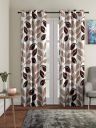Cortina 2 Piece Floral Design Panel Eyelet Polyester Door Curtains - 7 Feet, Brown...