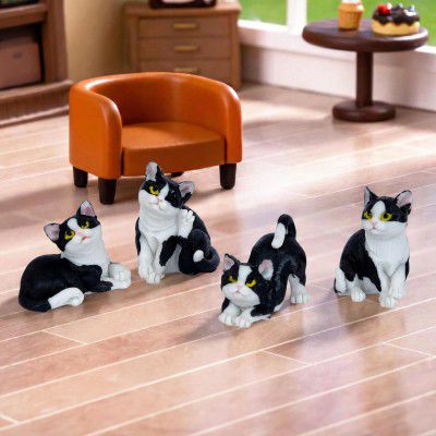 Cortina 4 Pcs Black and White cat Miniature