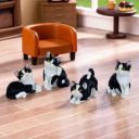 Cortina 4 Pcs Black and White cat Miniature...