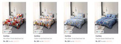 Cortina Bedsheets Starting at ₹157