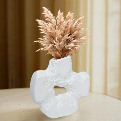 Cortina Ceramic Flower Vase for Home Decor - Flower Vase for Dining Table - O Shaped Decorative Ceramic Vase | Aesthetic Flower Vase for Office - 17x17 CM - Green - 1 Pc