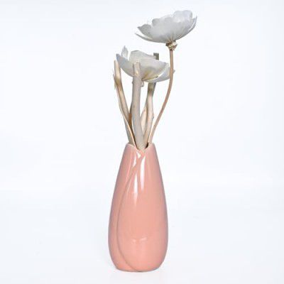 Cortina Ceramic Flower Vase for Home Decor - Flower Vase for Dining Table - Nordic Modern Boho Style Decorative Ceramic Vase - 26X10 CM - Pink 