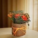 Cortina Cylindrical Tea Red Rose Planter for Home Decor & Dining Table ...