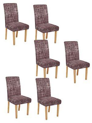 Cortina Dining Chair Slipcovers | Protection Chair Covers | Abstract Print, Tweed Design, Removable, Washable | Universal Fit Super Soft Stretchy Polyester Spandex | Kitchen, Hall | Pack of 6